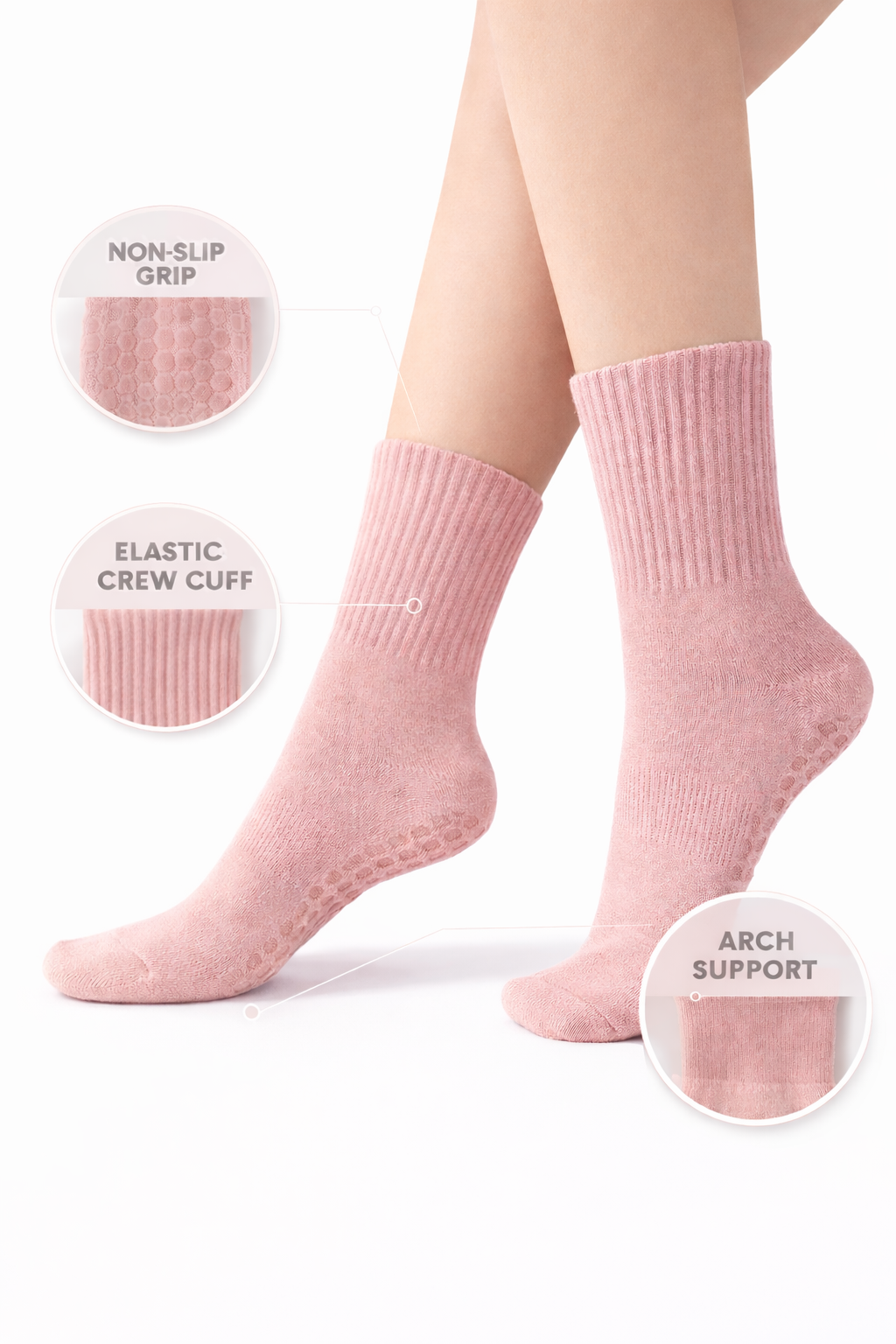 Pilnora™ Essential Grip Pilates Socks – 6-Pack (Low Cut)